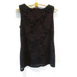 AGB Dress Byer California Sz 6 Embellished Velvet Floral Sleeveless Blouse Black